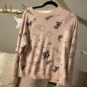 WildFox Blush Pink Doodle Drawing Jumper